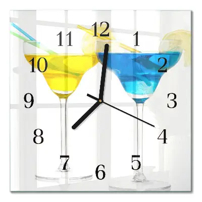 Vierkante glazen wandklok Cocktail