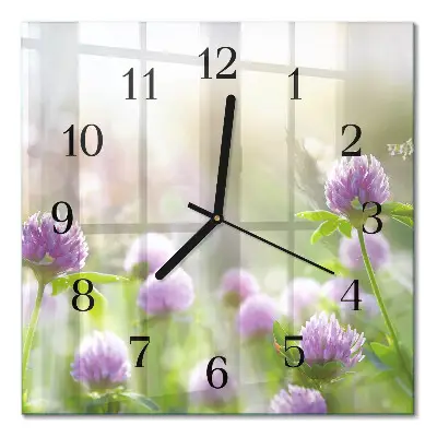Vierkante glas klok Bloemen