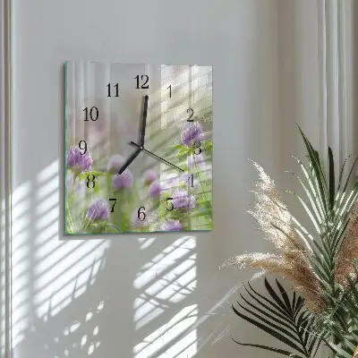 Vierkante glas klok Bloemen