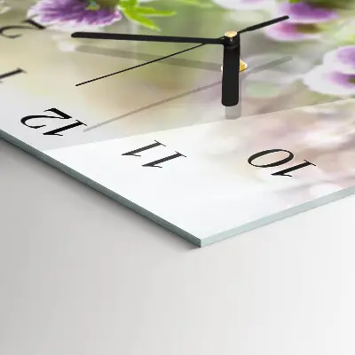 Vierkante glas klok Bloemen
