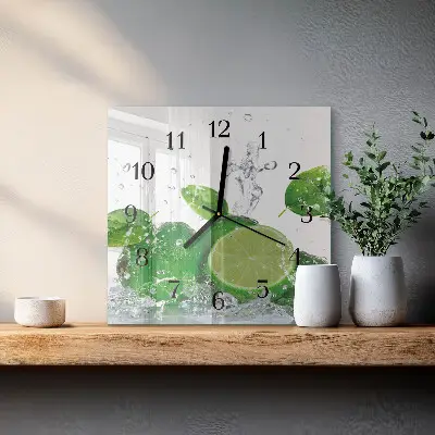 Moderne wandklok glas vierkant Calciumcarbonaat