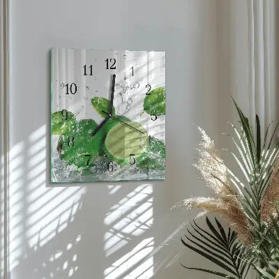 Moderne wandklok glas vierkant Calciumcarbonaat