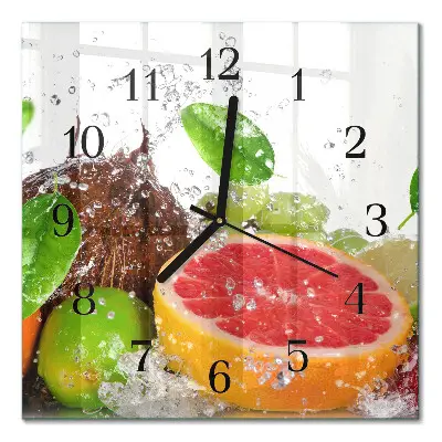 Decoratieve glazen klok vierkant Fruit