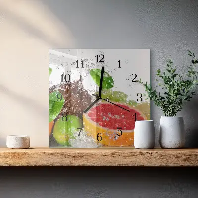 Decoratieve glazen klok vierkant Fruit