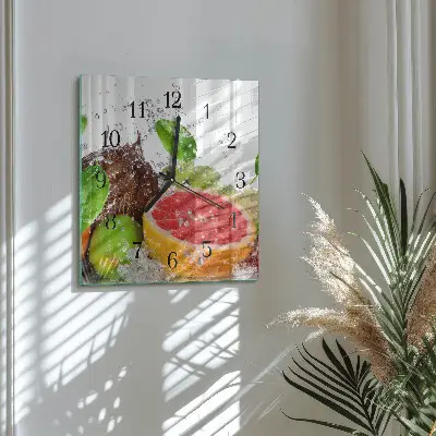 Decoratieve glazen klok vierkant Fruit