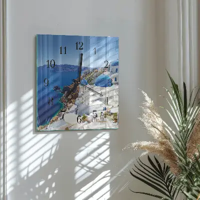 Vierkante glazen klok Santorini