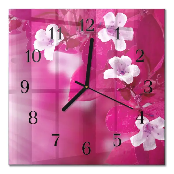 Decoratieve glazen klok vierkant Bloemen