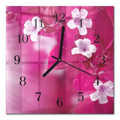 Decoratieve glazen klok vierkant Bloemen