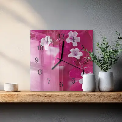 Decoratieve glazen klok vierkant Bloemen