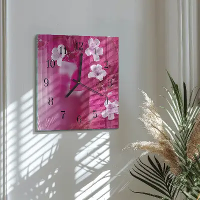 Decoratieve glazen klok vierkant Bloemen