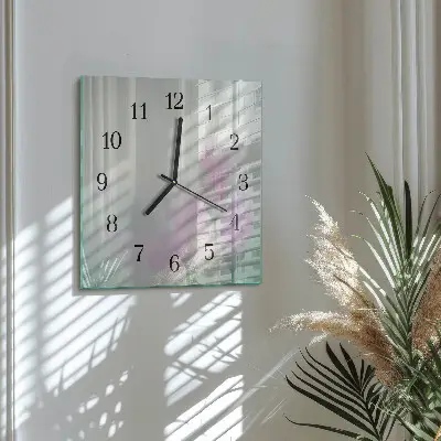 Vierkante glas klok Bloemen