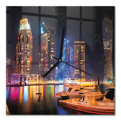 Moderne wandklok glas vierkant Horizon