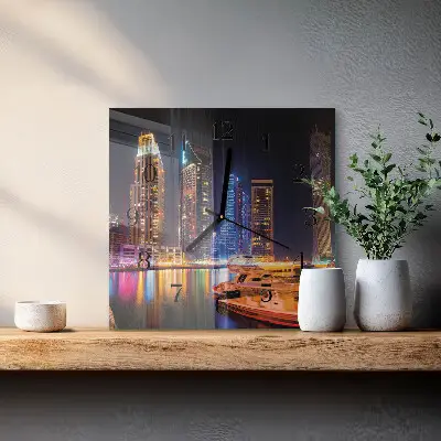 Moderne wandklok glas vierkant Horizon