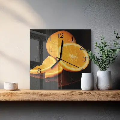 Vierkante glas klok Sinaasappels