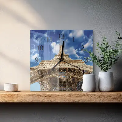 Decoratieve glazen klok vierkant Eiffeltoren