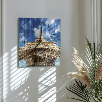Decoratieve glazen klok vierkant Eiffeltoren