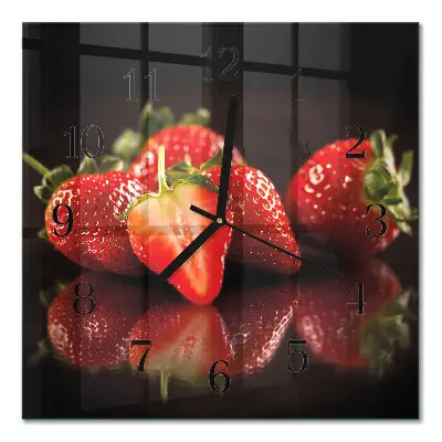 Vierkante glas klok Aardbeien