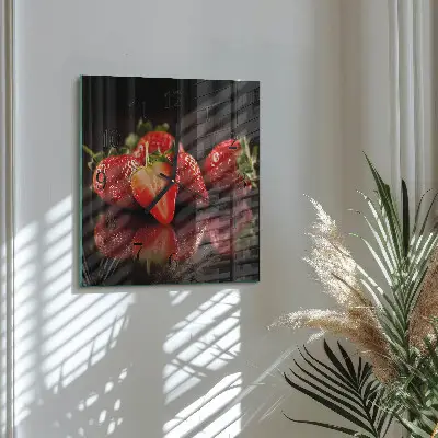 Vierkante glas klok Aardbeien