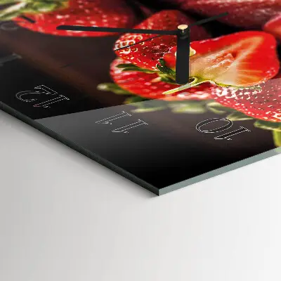 Vierkante glas klok Aardbeien