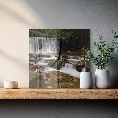 Moderne wandklok glas vierkant Watervallen
