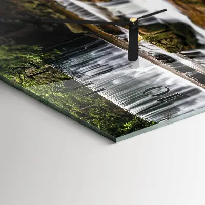 Moderne wandklok glas vierkant Watervallen