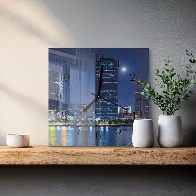Decoratieve glazen klok vierkant Nachtstad
