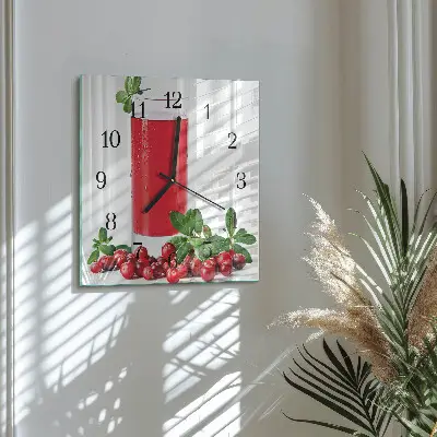 Moderne wandklok glas vierkant Cranberries