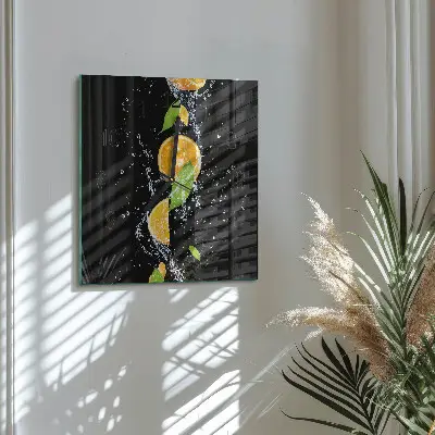 Vierkante glazen klok Sinaasappels
