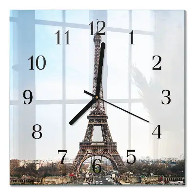 Moderne wandklok glas vierkant Eiffeltoren