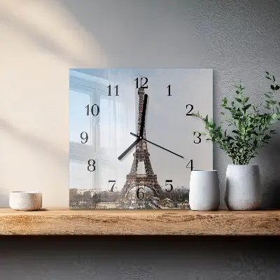 Moderne wandklok glas vierkant Eiffeltoren