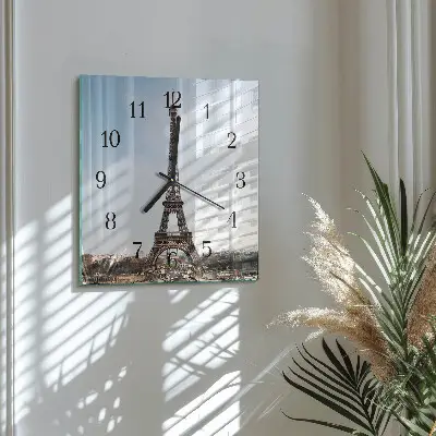 Moderne wandklok glas vierkant Eiffeltoren