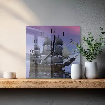 Decoratieve glazen klok vierkant Zeilen