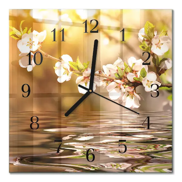 Decoratieve glazen klok vierkant Bloemen