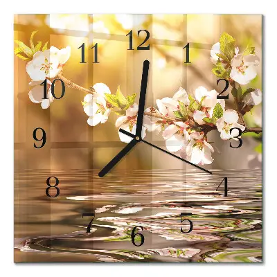 Decoratieve glazen klok vierkant Bloemen