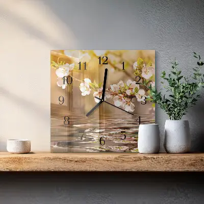Decoratieve glazen klok vierkant Bloemen