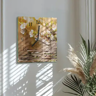 Decoratieve glazen klok vierkant Bloemen