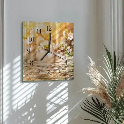 Vierkante glas klok Bloemen