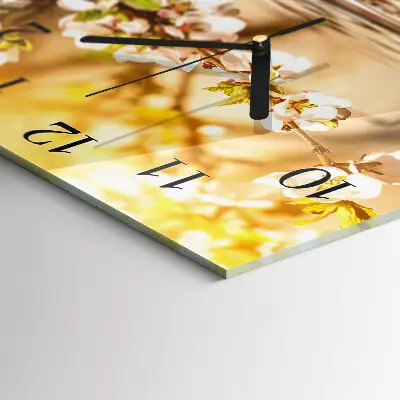 Vierkante glas klok Bloemen