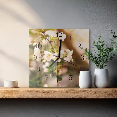 Vierkante glazen wandklok Natuur