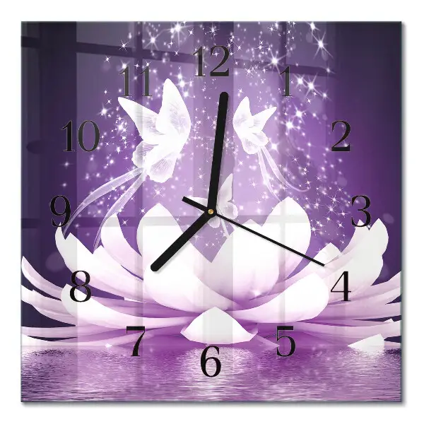 Moderne wandklok glas vierkant Bloem