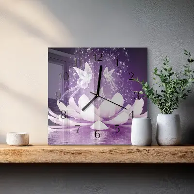Moderne wandklok glas vierkant Bloem