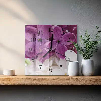 Vierkante glazen klok Bloemen