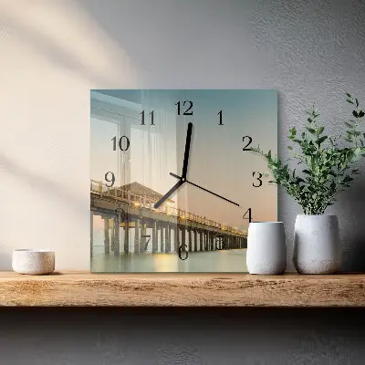 Vierkante glas klok Houten steiger