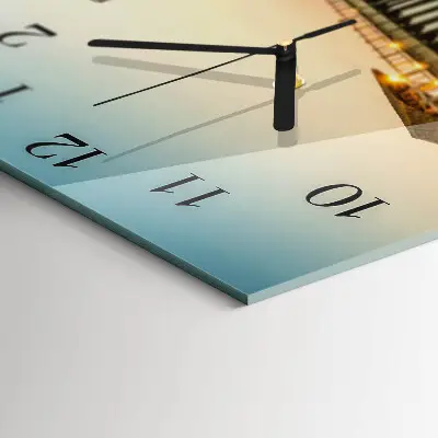 Vierkante glas klok Houten steiger