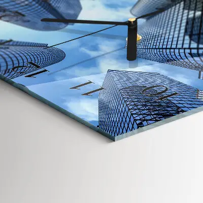Vierkante glazen wandklok Glazen gebouwen