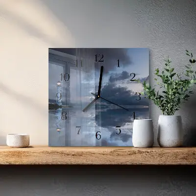 Moderne wandklok glas vierkant Vuurtoren