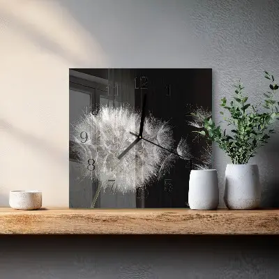 Decoratieve glazen klok vierkant Paardebloem