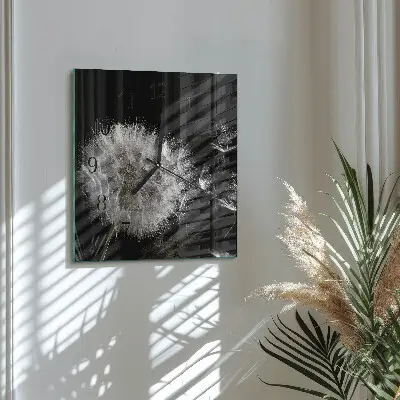 Decoratieve glazen klok vierkant Paardebloem