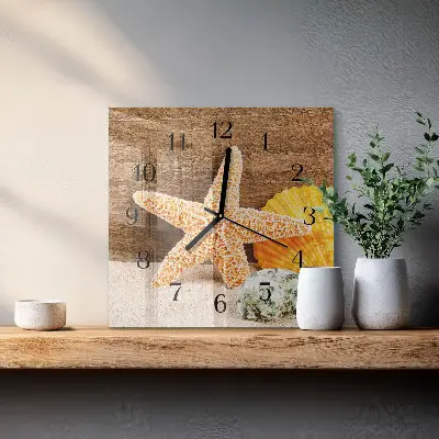 Vierkante glas klok Zeester
