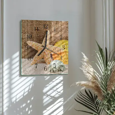 Vierkante glas klok Zeester